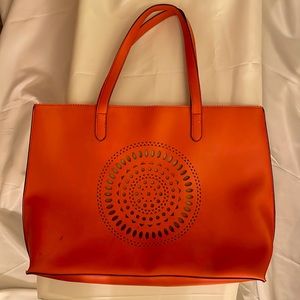 FAUX LEATHER TOTE with perforated design